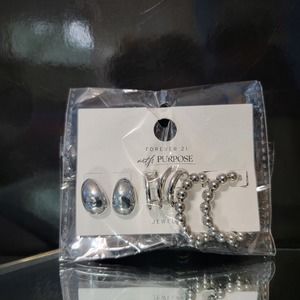 Forever 21 | Silver | Earrings| Hoops | 3 Earrings